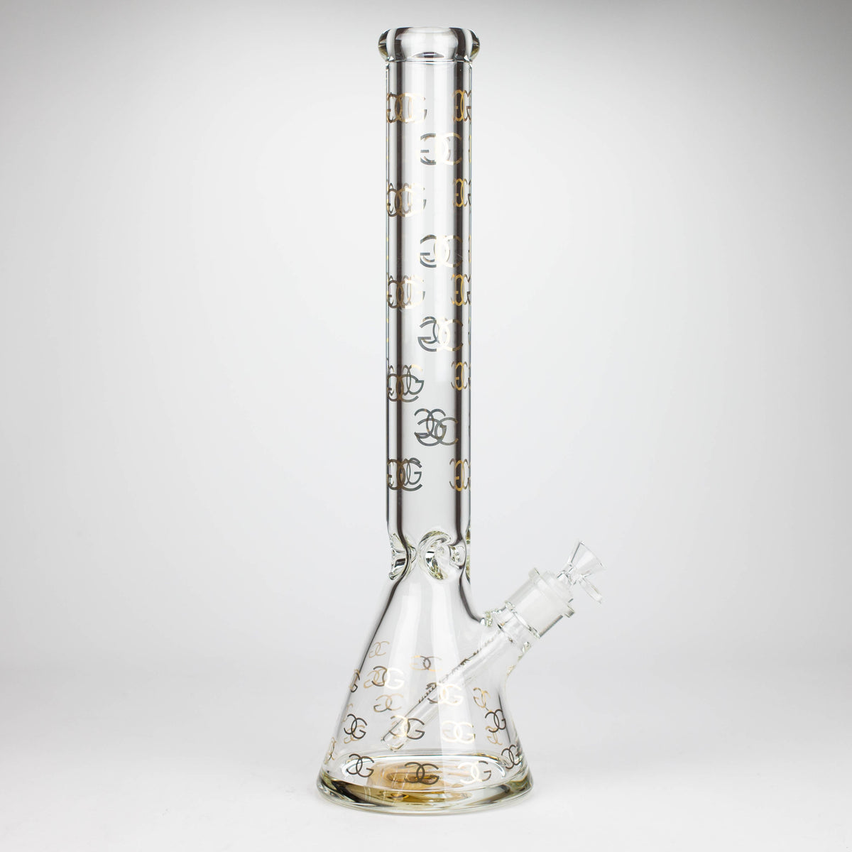 Side View of the Golden Crown  18 Inch Beaker Bong with 24K Gold Emblem