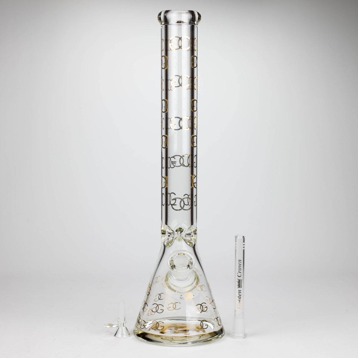 Golden Crown™ | 18 Inch Golden Beaker Bong with bowl piece and downstem