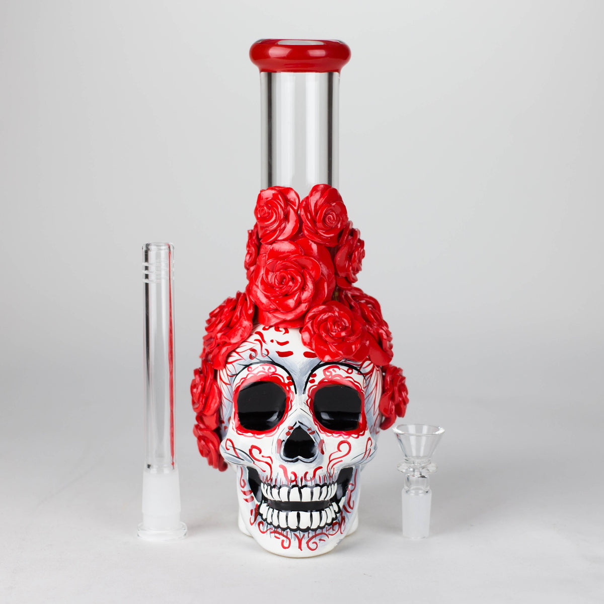 Downstem And Bowl Piece For The 9" Sugar Skull Rose Bong