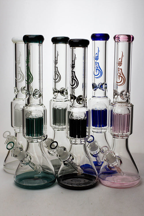 Six 17" Beaker Bongs With 10-Arm Tree Perc from GENIE Glass