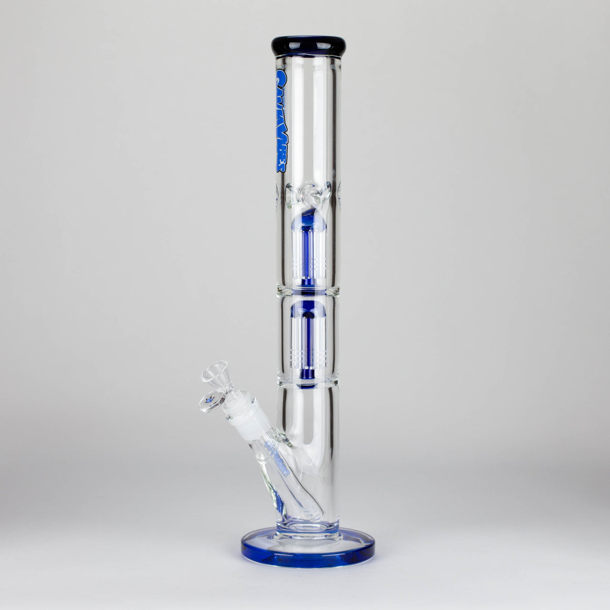 Ganjavibes 17 inch Double Tree Perc Glass Bong in Blue