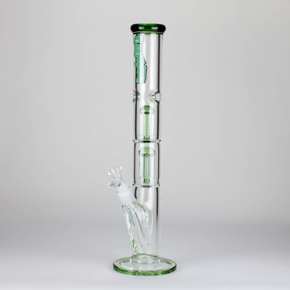 Ganjavibes 17 inch Double Tree Perc Glass Bong in Green
