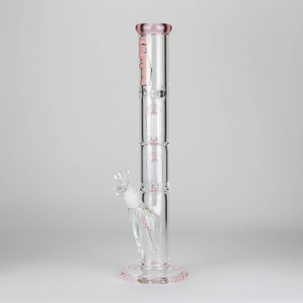 Ganjavibes 17 inch Double Tree Perc Glass Bong in Pink