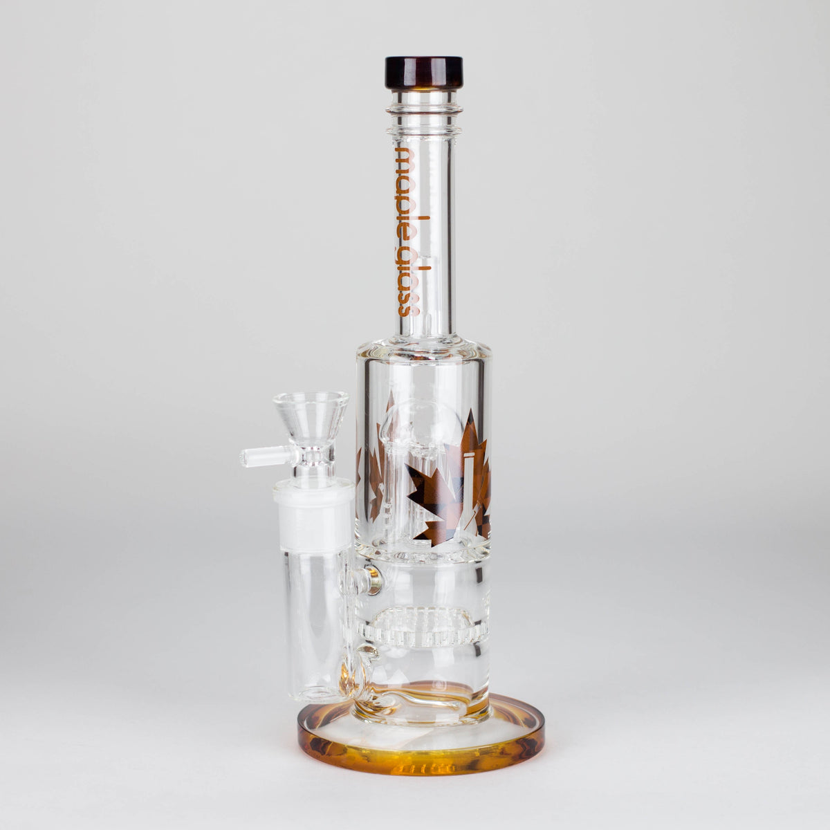 Maple Glass Dual Honeycomb & Tree Perc Bong in Amber