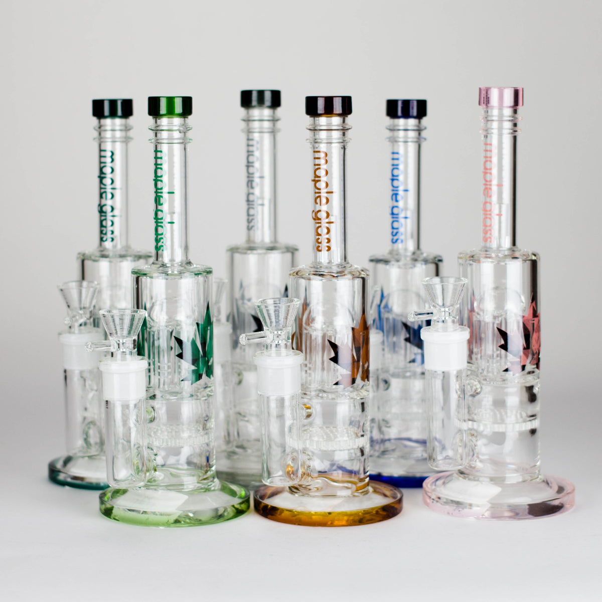 Six Maple Glass Dual Honeycomb & Tree Perc Bongs