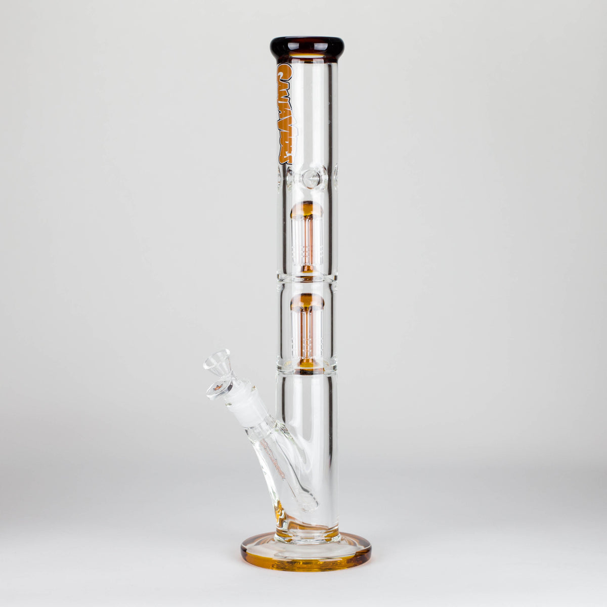 Ganjavibes 17 inch Double Tree Perc Glass Bong in Amber