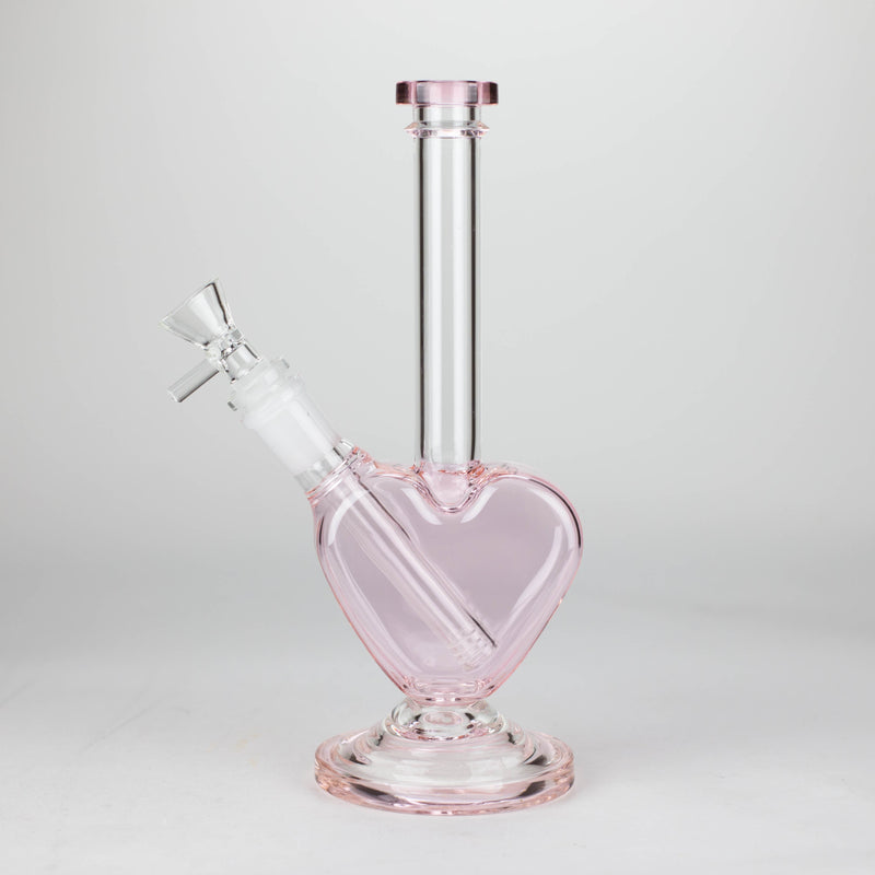 10" Glass Heart Bong in Pink