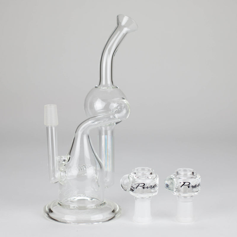 Pure Glass Hybrid Recycler Dab Rig with bowl piece and banger
