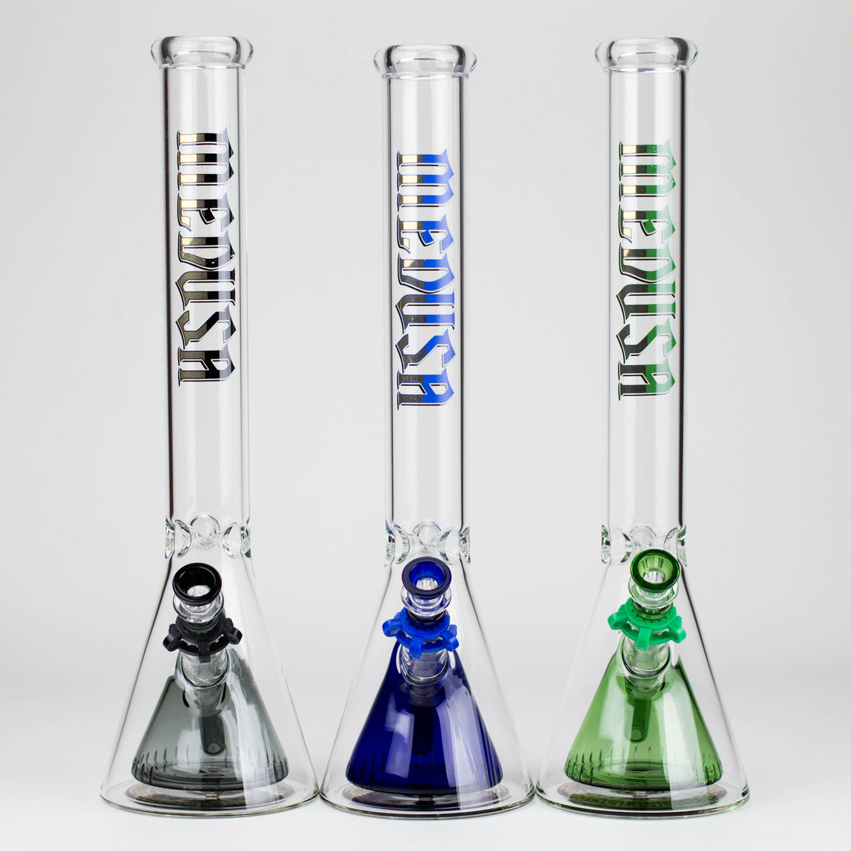 Three Medusa Big Beaker Bongs With Cone Percs