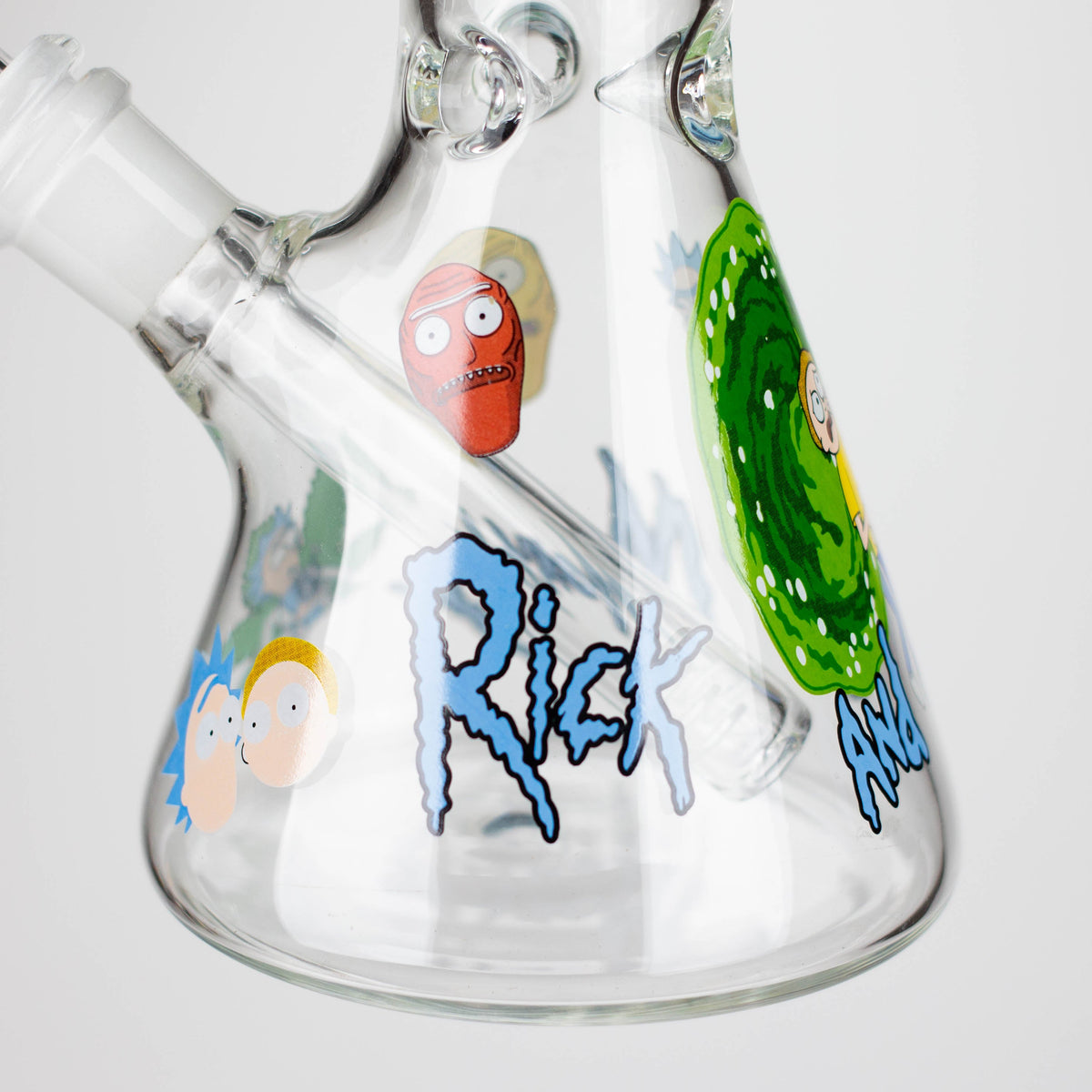 Rick And Morty Design on the Base of the  10-Inch Rick and Morty Classic Beaker Bong