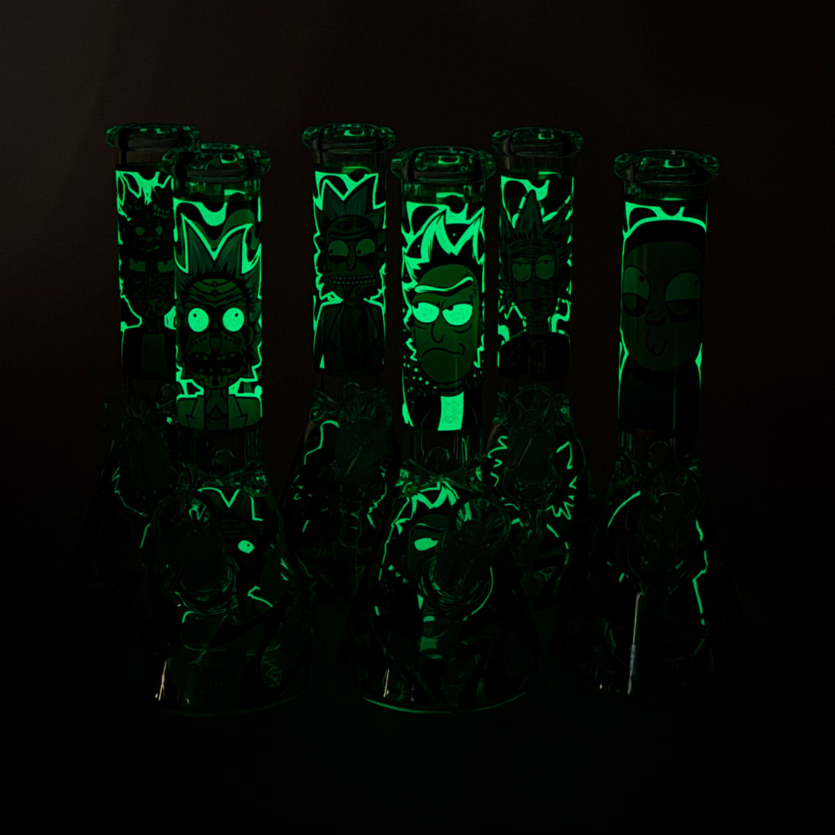 Glow In The Dark Rick And Morty Glass Beaker Bong Online