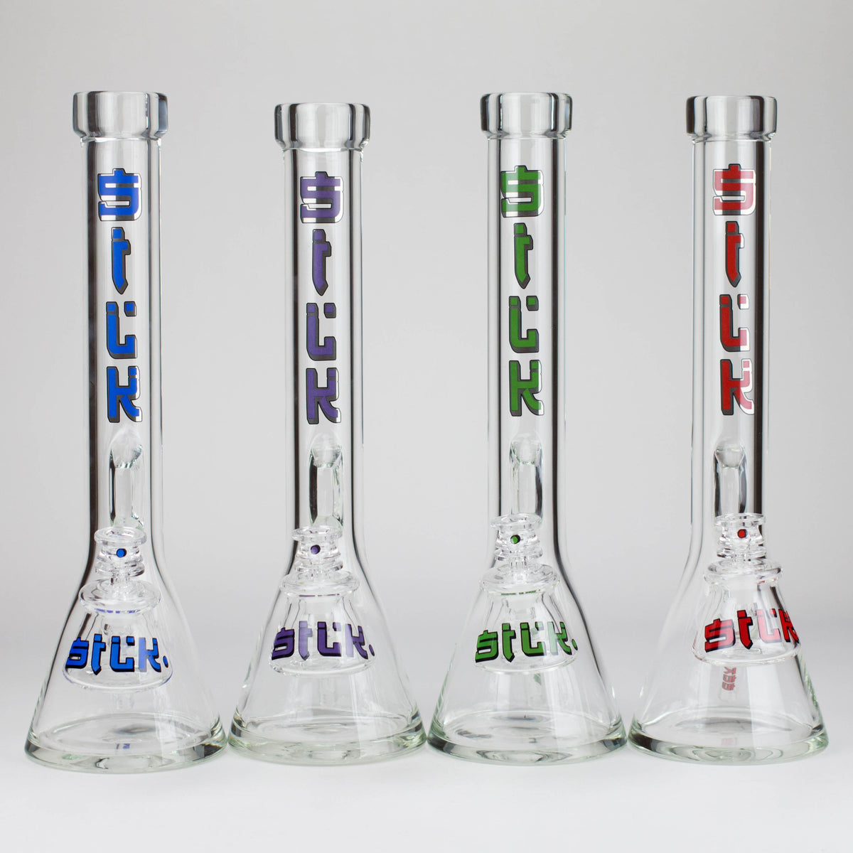 Four Silk Glass Thick Beaker Bongs With Ash Catchers