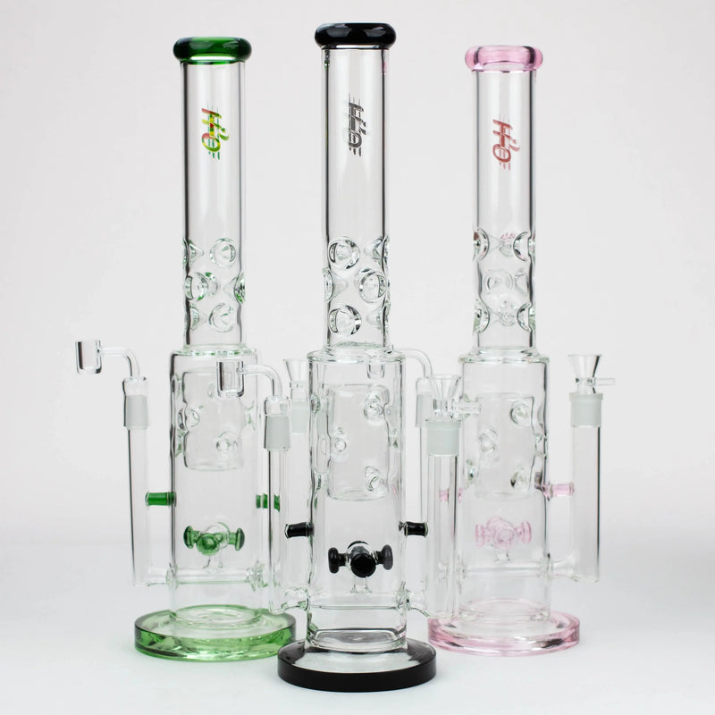 H2O 19" Double Joint Glass Bong & Dab Rig Combo