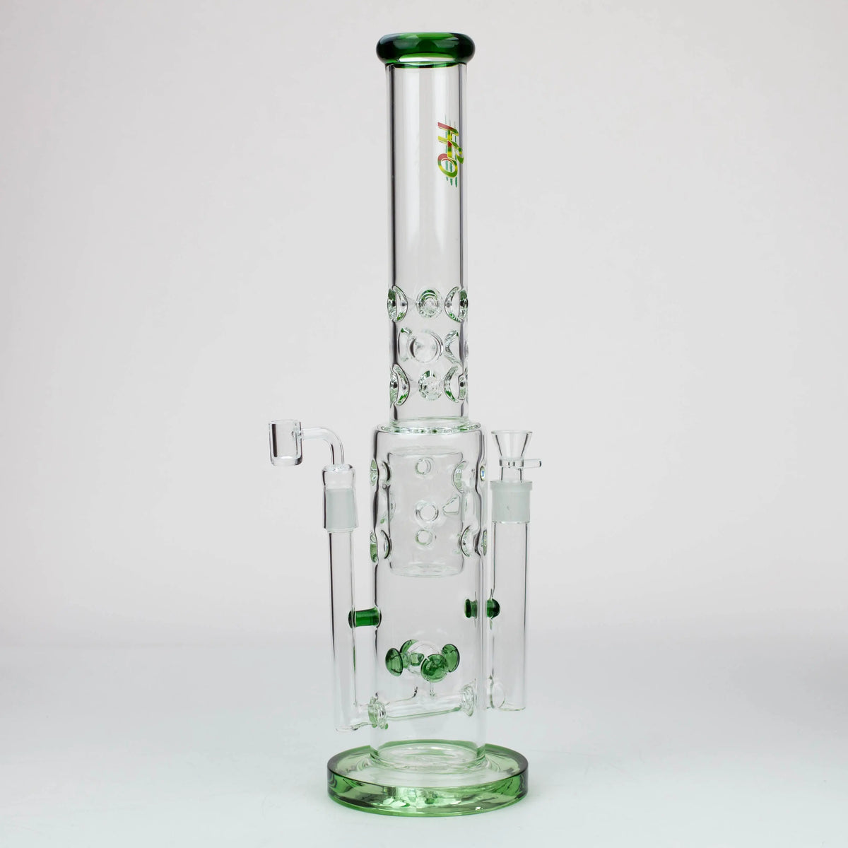H2O 19" Double Joint Glass Bong & Dab Rig Combo in green