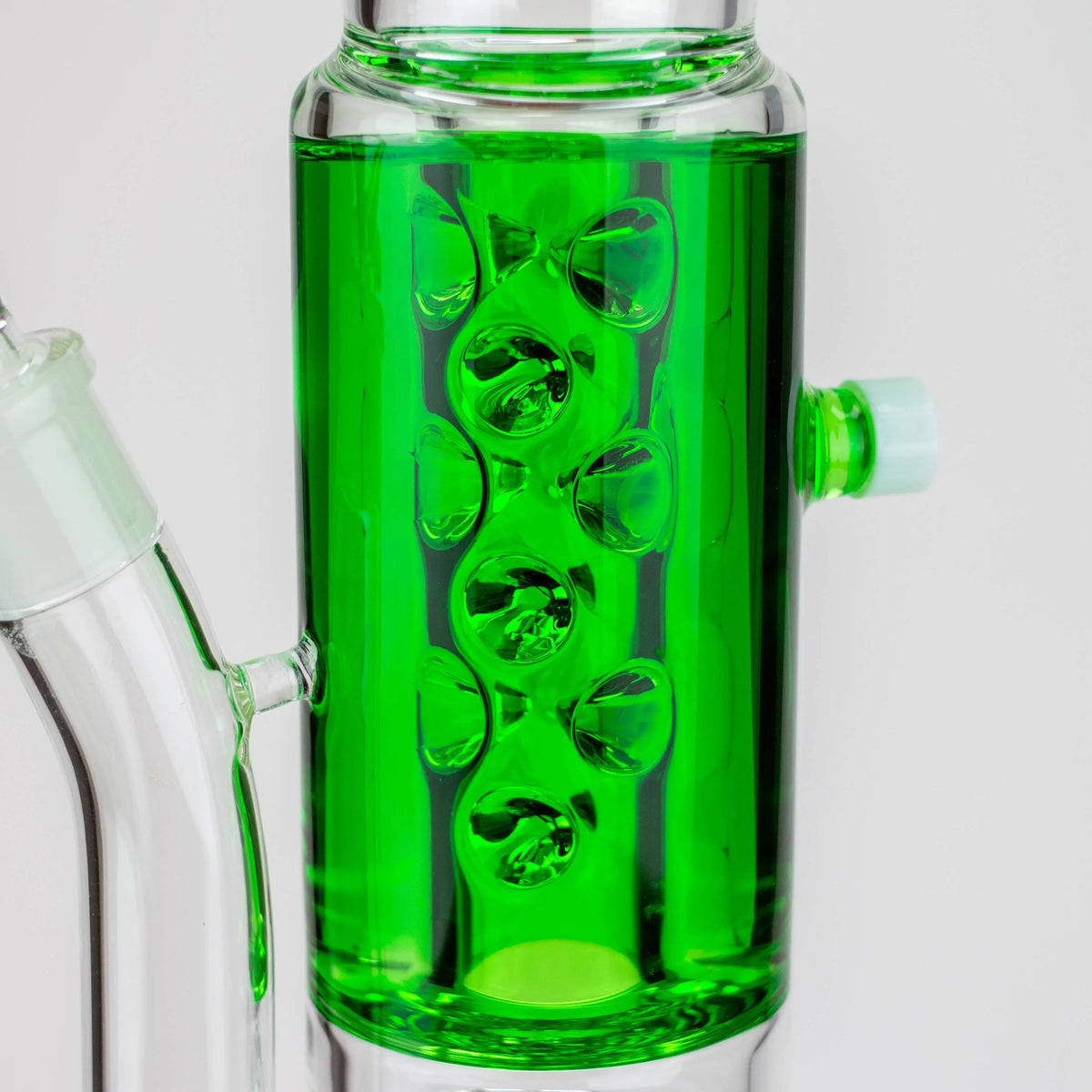 Close Up View of Green Body of the Preemo 10-Inch Glycerin Coil Perc Bong