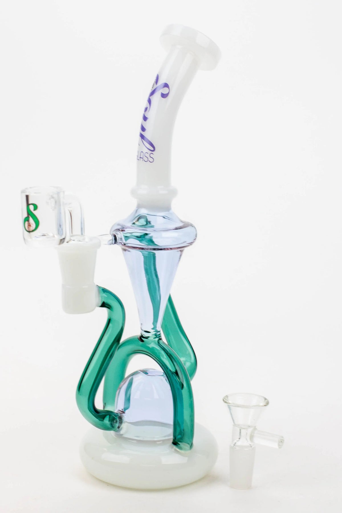 10" SOUL Glass 2-in-1 Concentrate Rig Recycler White Side View