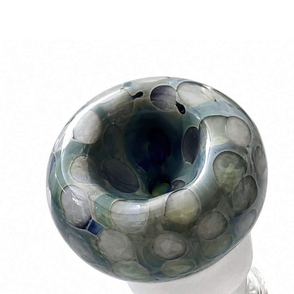Top-down close-up of the Nebula bowl opening surrounded by raised glass bubble texture