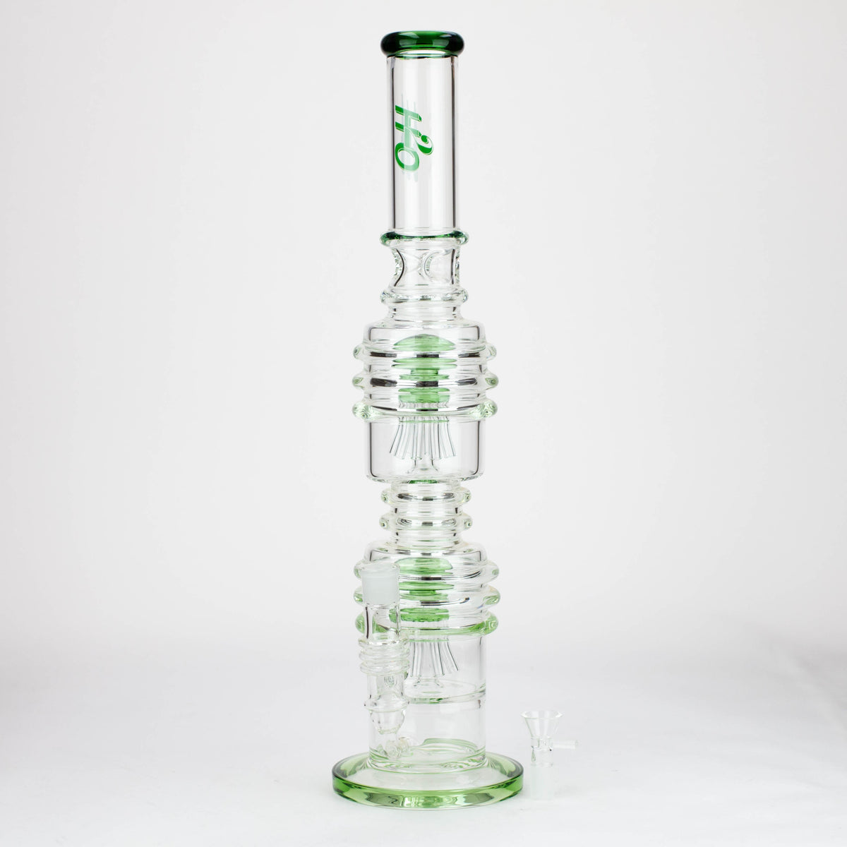 H2O 21 inch Dual Percolator Glass Bong in Green