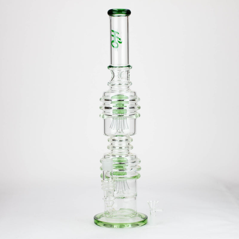 H2O 21 inch Dual Percolator Glass Bong in Green