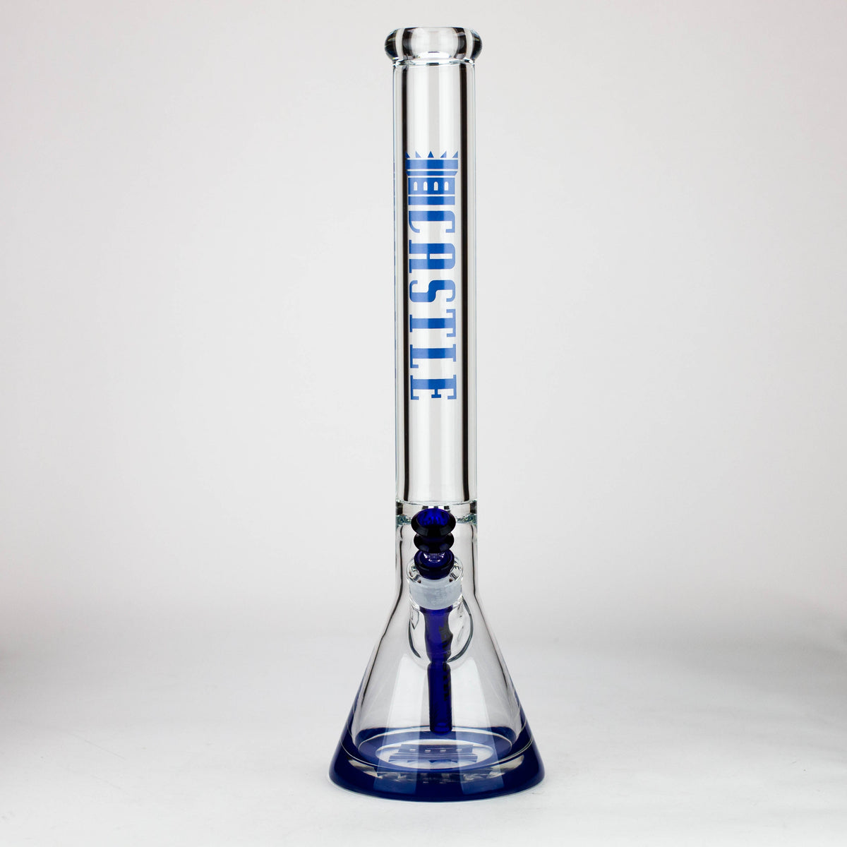 Castle Glassworks | 18 inch Glass Beaker Bong Front View In Blue