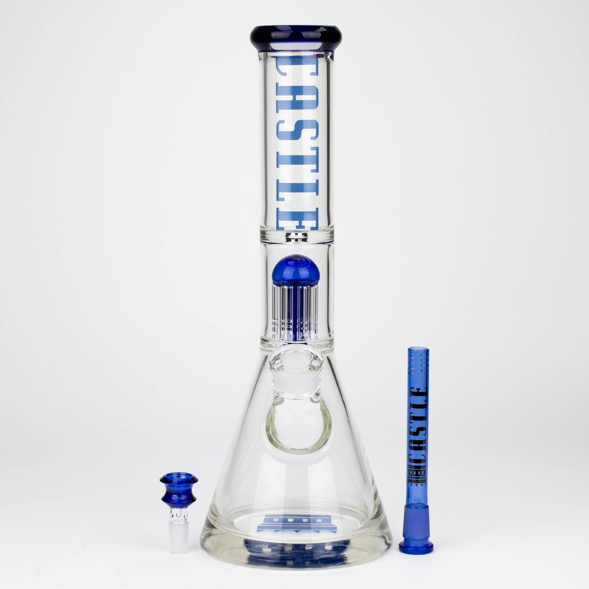 Castle Glassworks | 14 Inch 8-Arm Tree Perc Bong with Castle Glass Bowl Piece and Downstem