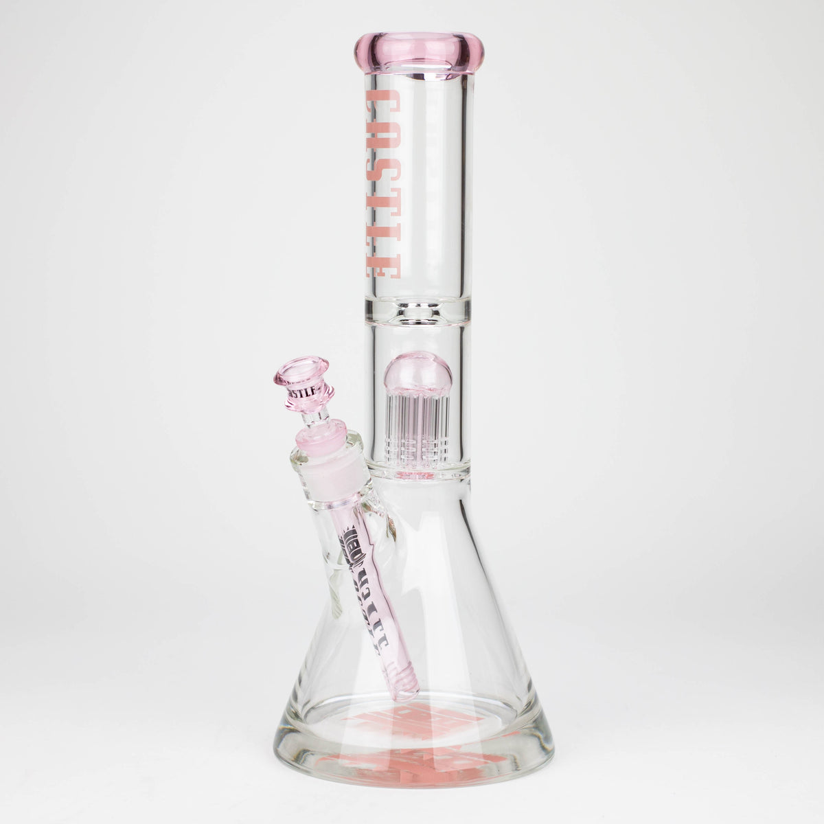 Castle Glassworks | 14 Inch 8-Arm Tree Perc Bong in Pink