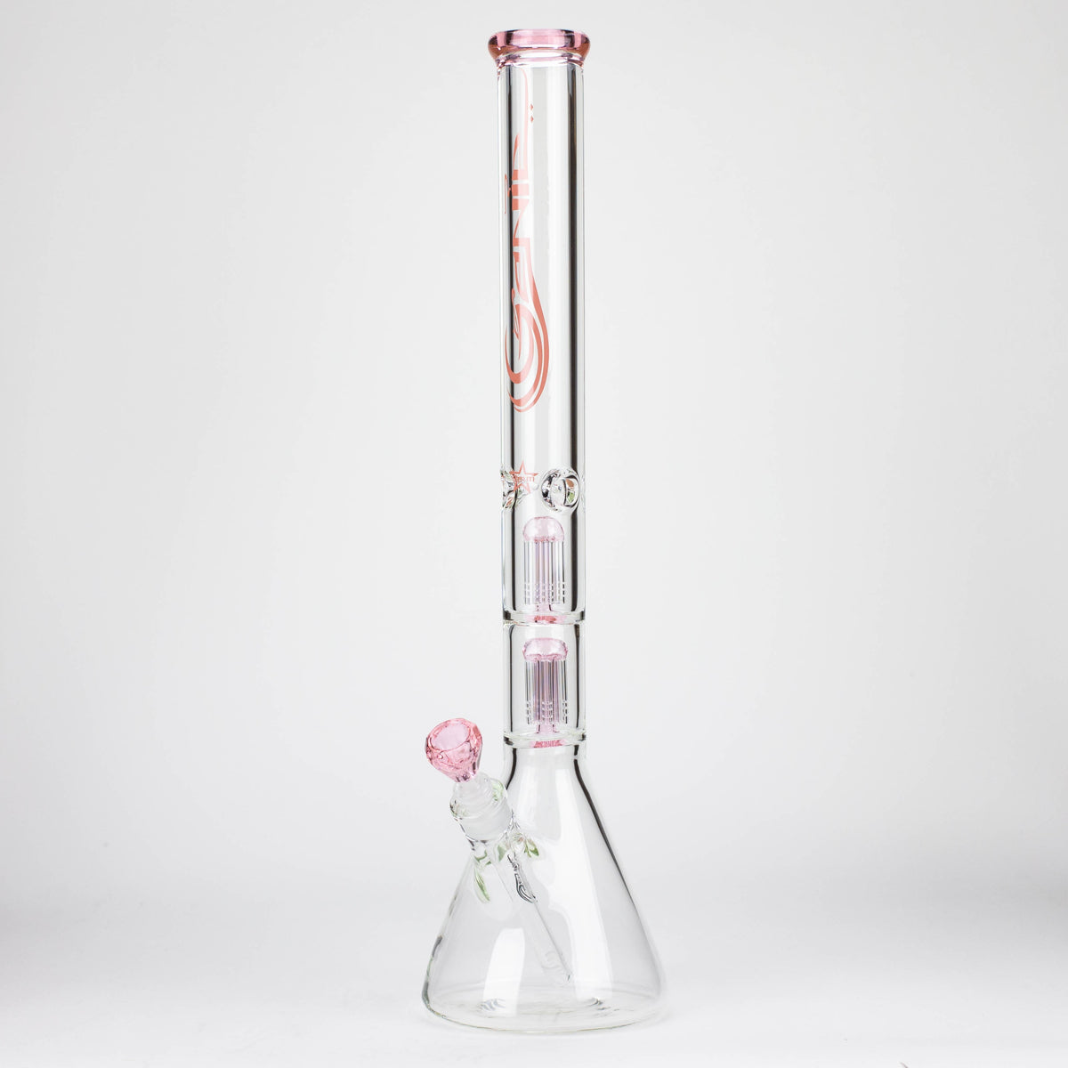 GENIE | 24" Dual 6 Arms Perc Big Glass Beaker Bong In Pink