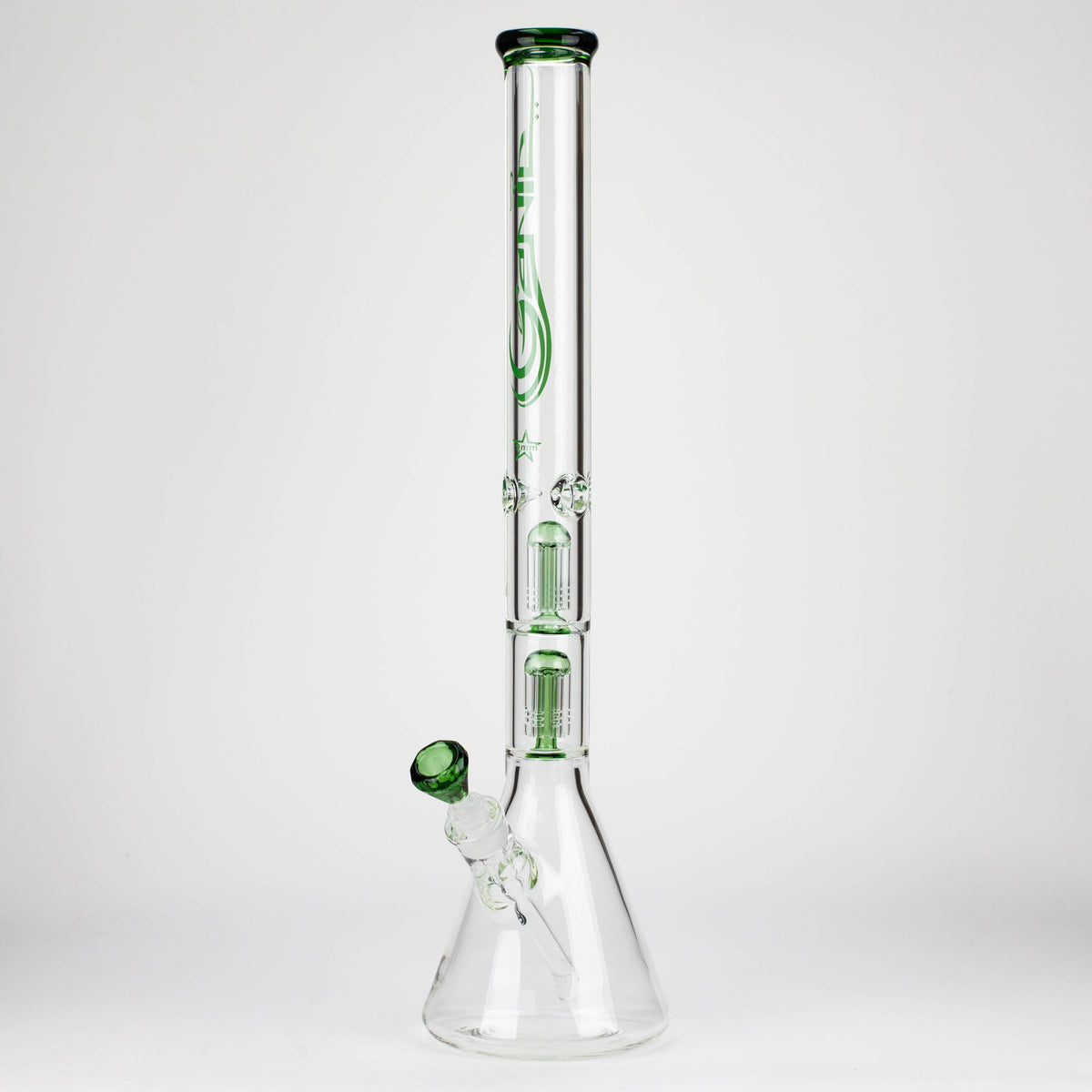 GENIE | 24" Dual 6 Arms Perc Big Glass Beaker Bong In Green