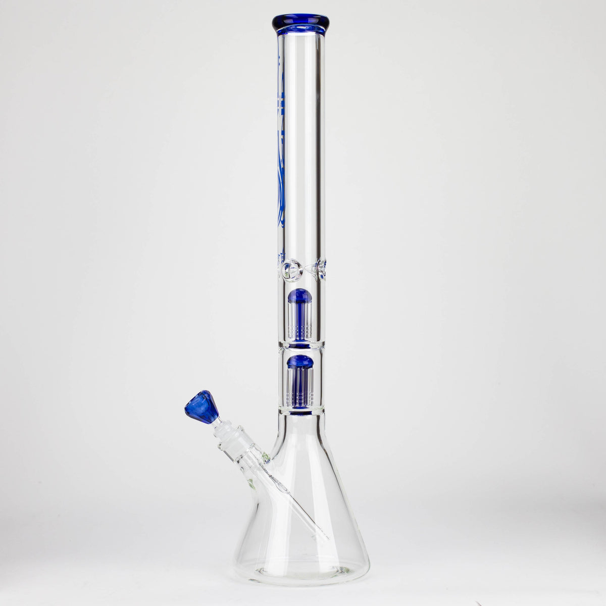 GENIE | 24" Dual 6 Arms Perc Big Glass Beaker Bong In Blue - Side View