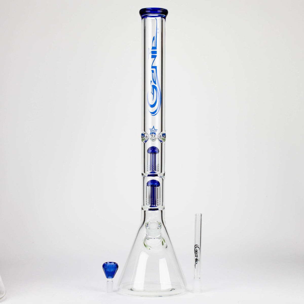 GENIE | 24" Dual 6 Arms Perc Big Glass Beaker Bong with Downstem and Bowl Piece