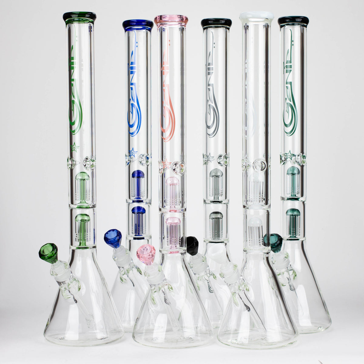 GENIE | 24" Dual 6 Arms Perc Big Glass Beaker Bong