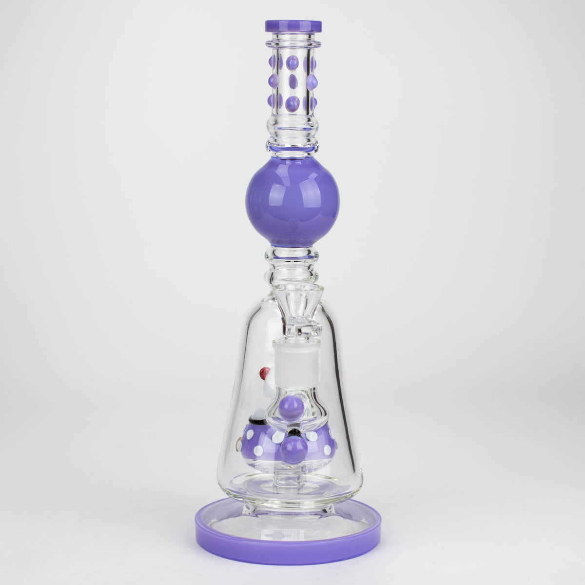 Front View of the Preemo 13 inch Piggy Bubbler With Percolator in Purple