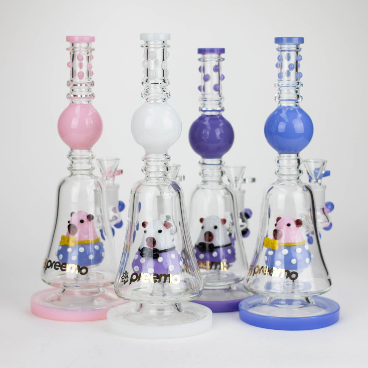 Four Preemo 13 inch Piggy Bubblers With Percolator