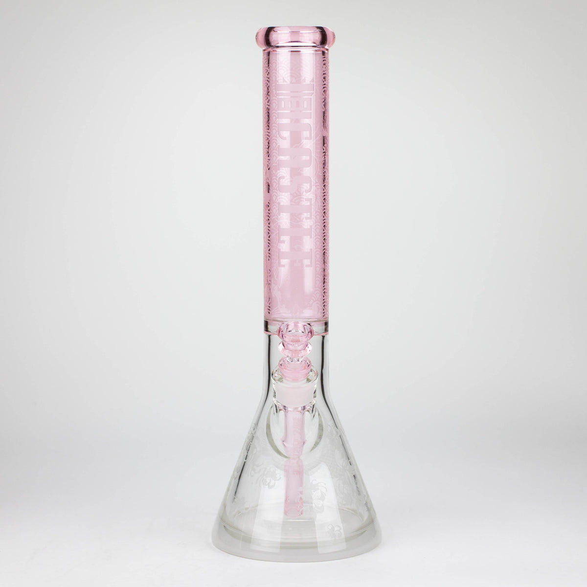 Front View of the Castle Glassworks 16 inch Koi Fish Pink Beaker Bong