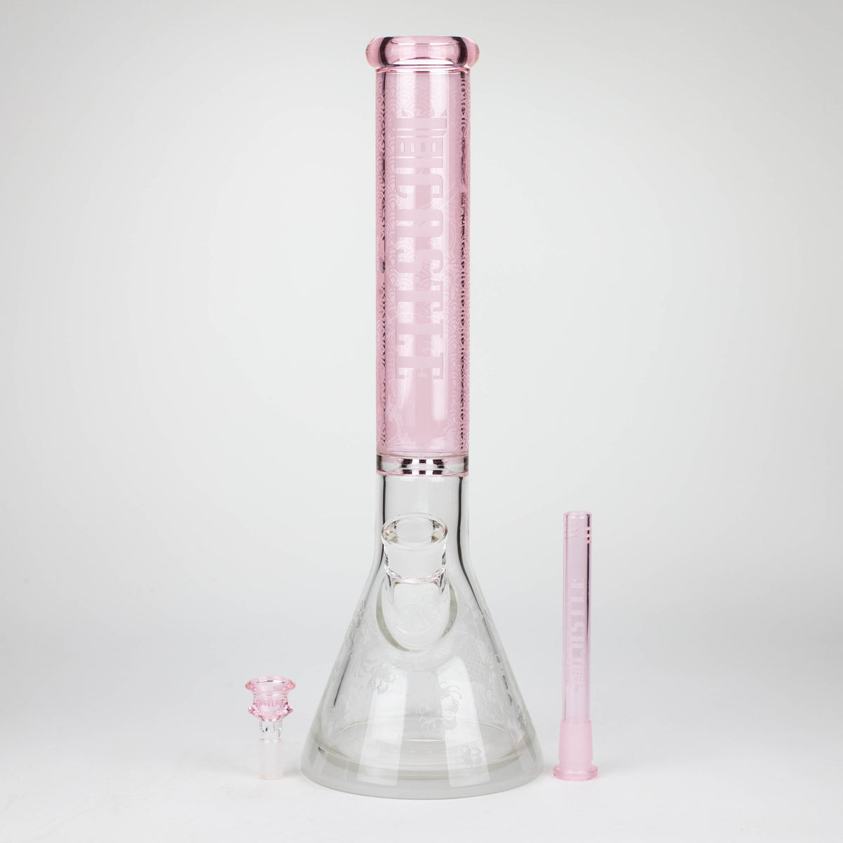 6 inch Koi Fish Pink Beaker Bong with Bowl Piece and Downstem from Castle Glassworks