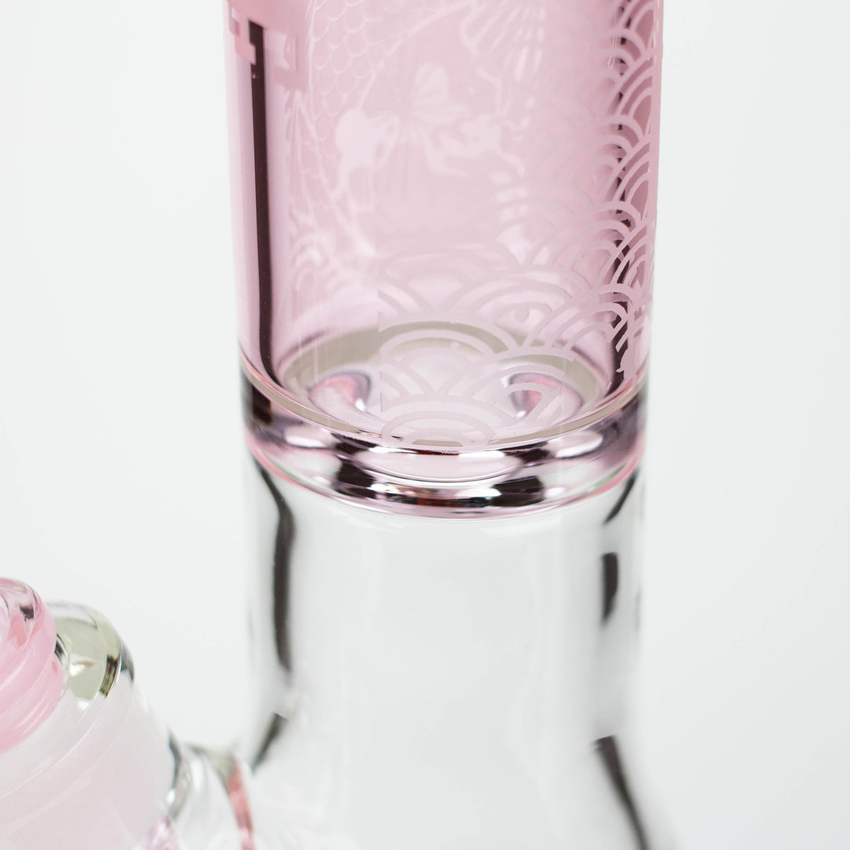 Close Up View of Glass of the Castle Glassworks 16 inch Koi Fish Pink Beaker Bong