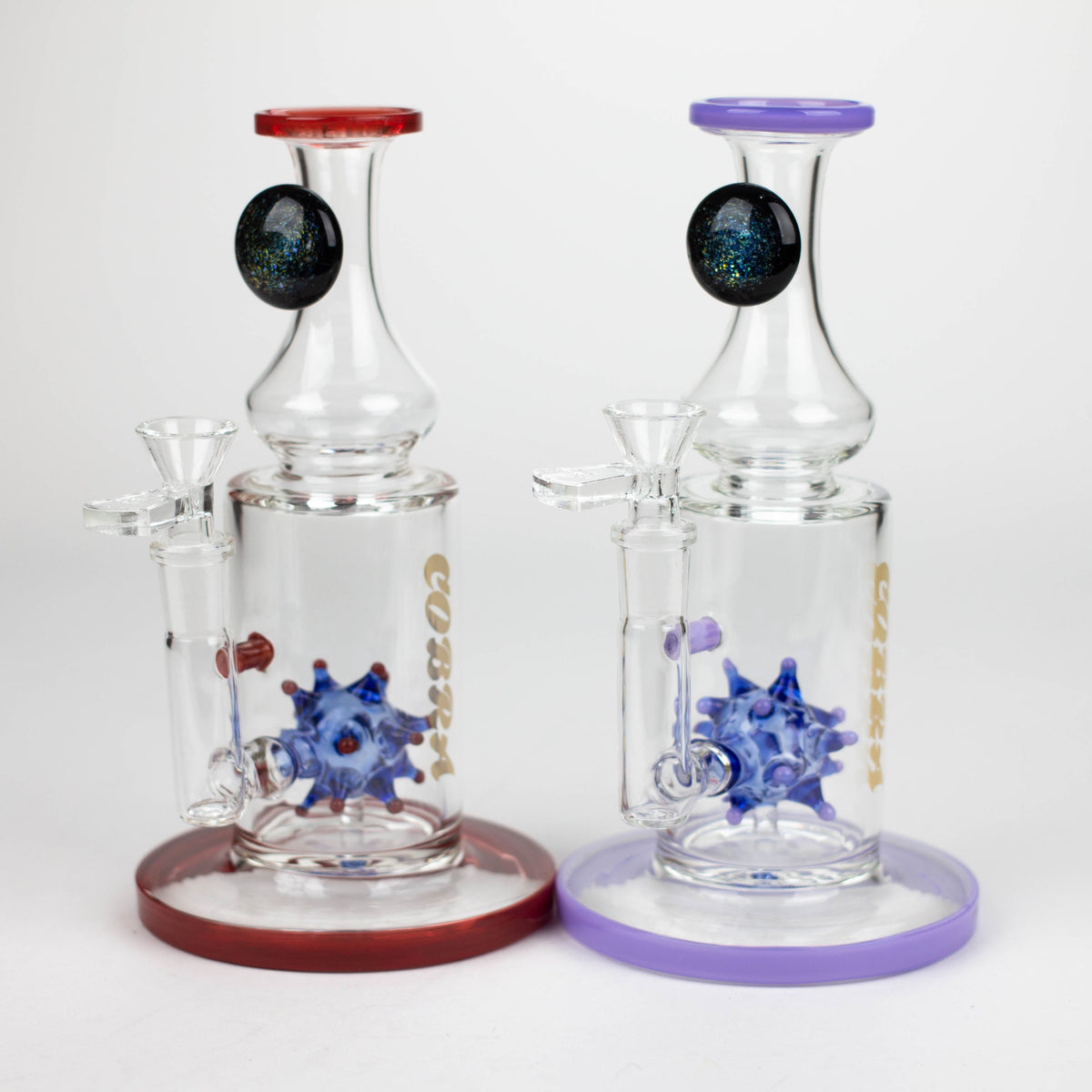 Two COBRA | 8.5" Small Glass Bongs with Water Bomb Diffuser