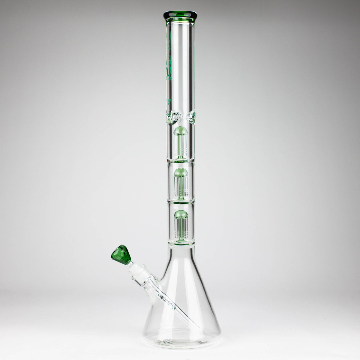 GENIE | 24" Triple Percolator Huge Beaker Bong Side View With Bowlpiece