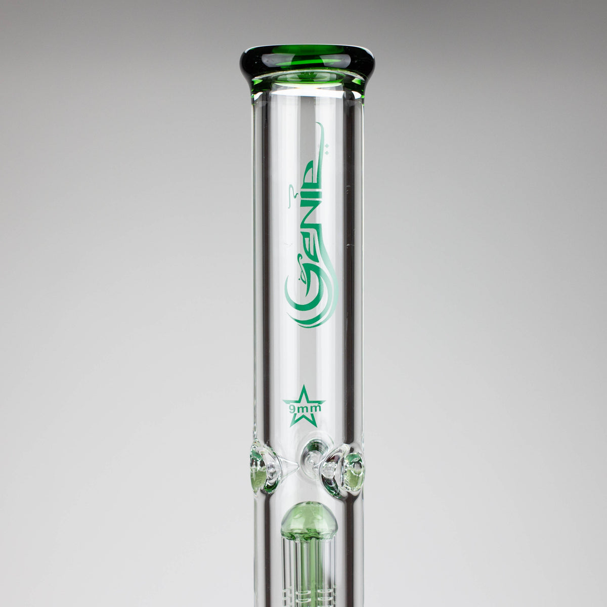 GENIE | 24" Triple Percolator Huge Beaker Bong Close Up View With Genie Logo