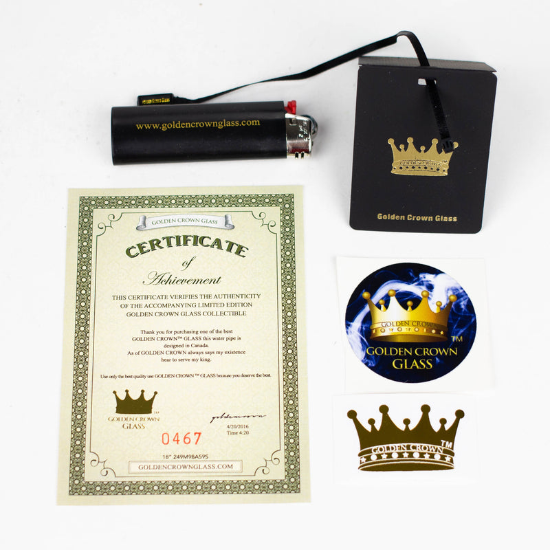 Golden Crown™ | 18 Inch Engraved Bong with Certificate and Lighter