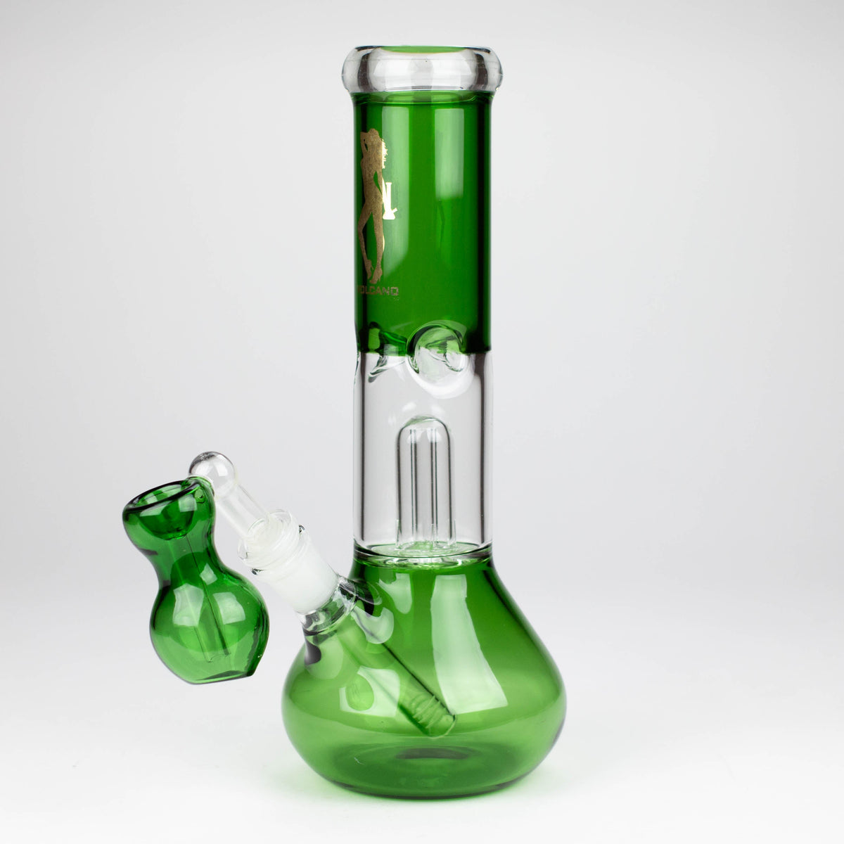 Volcano 11 inch Green Glass Bong With Percolator