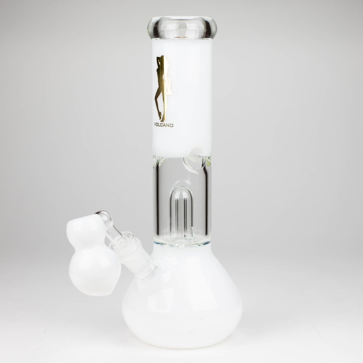 Volcano 11 inch White Glass Bong With Percolator