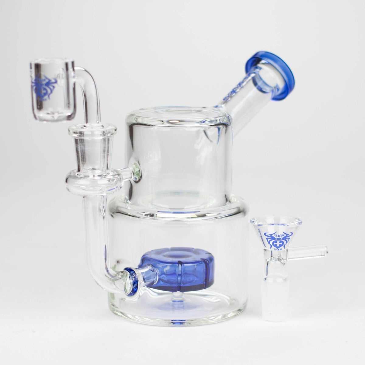 Xtreme 5 inch blue Dab Rig Hybrid with quartz banger and bowl piece