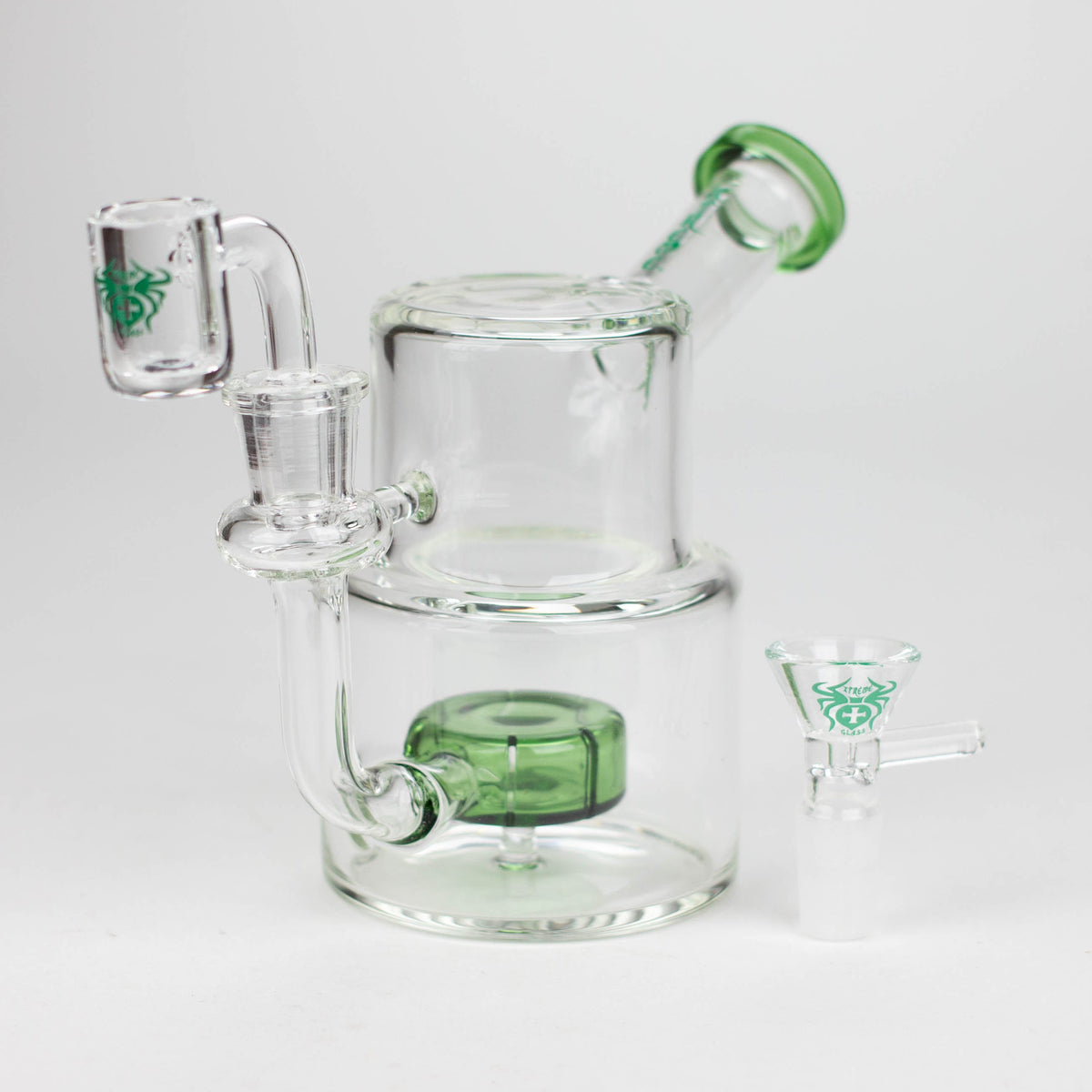 Xtreme 5 inch Green Dab Rig Hybrid with quartz banger and bowl piece