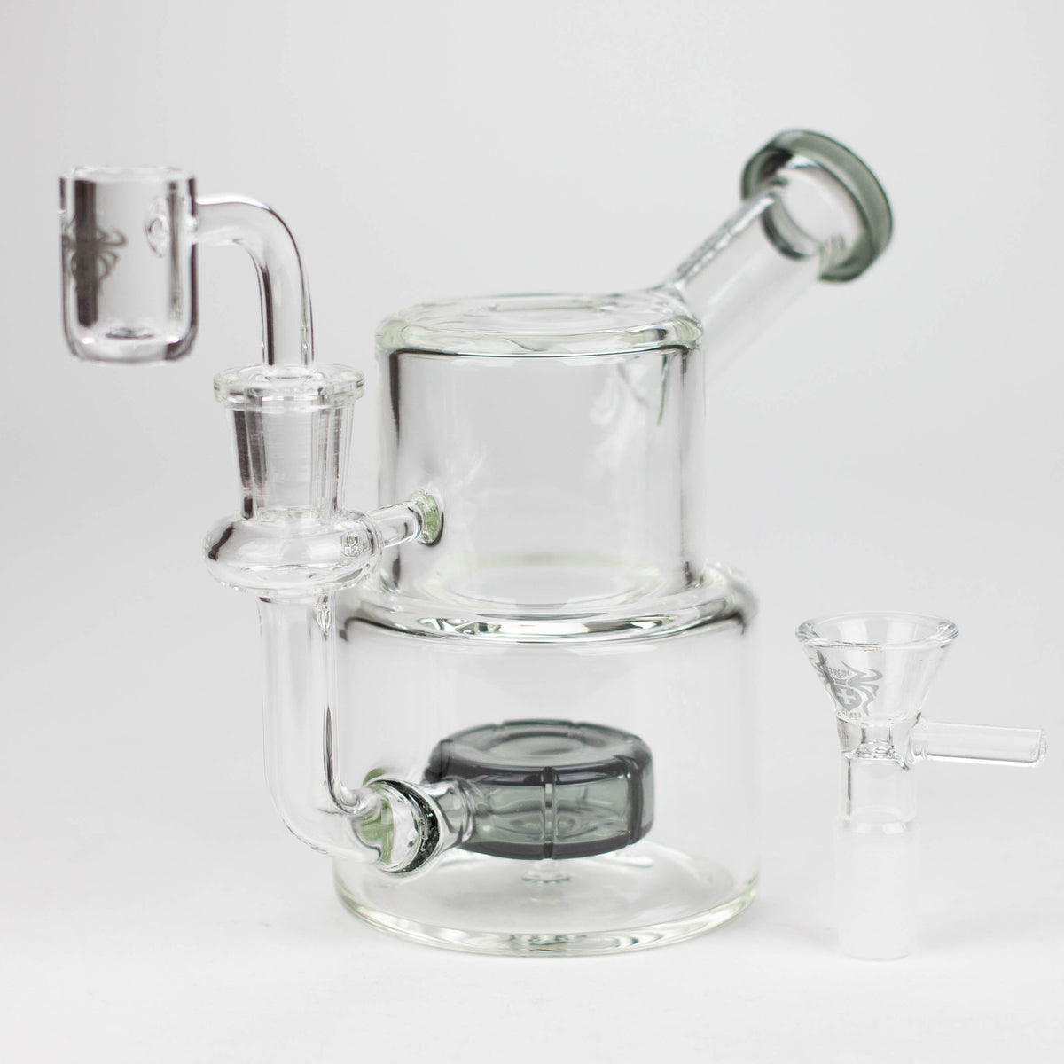 Xtreme 5 inch black Dab Rig Hybrid with quartz banger and bowl piece