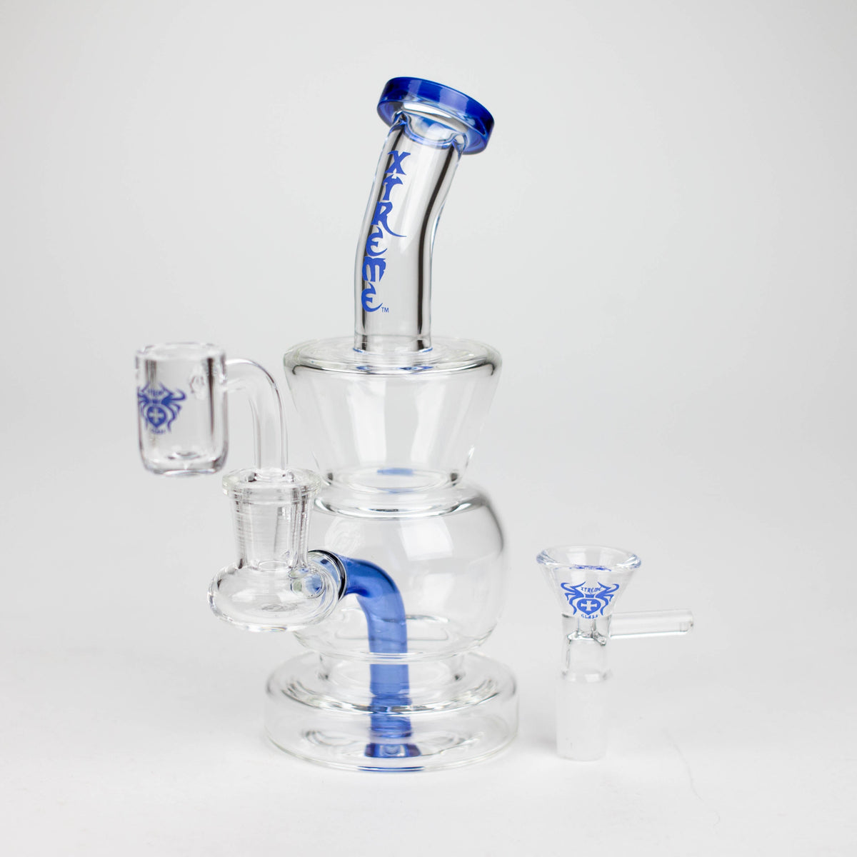 Xtreme 7 inch Blue Concentrate Rig Hybrid with Bowl Piece And Quartz Banger