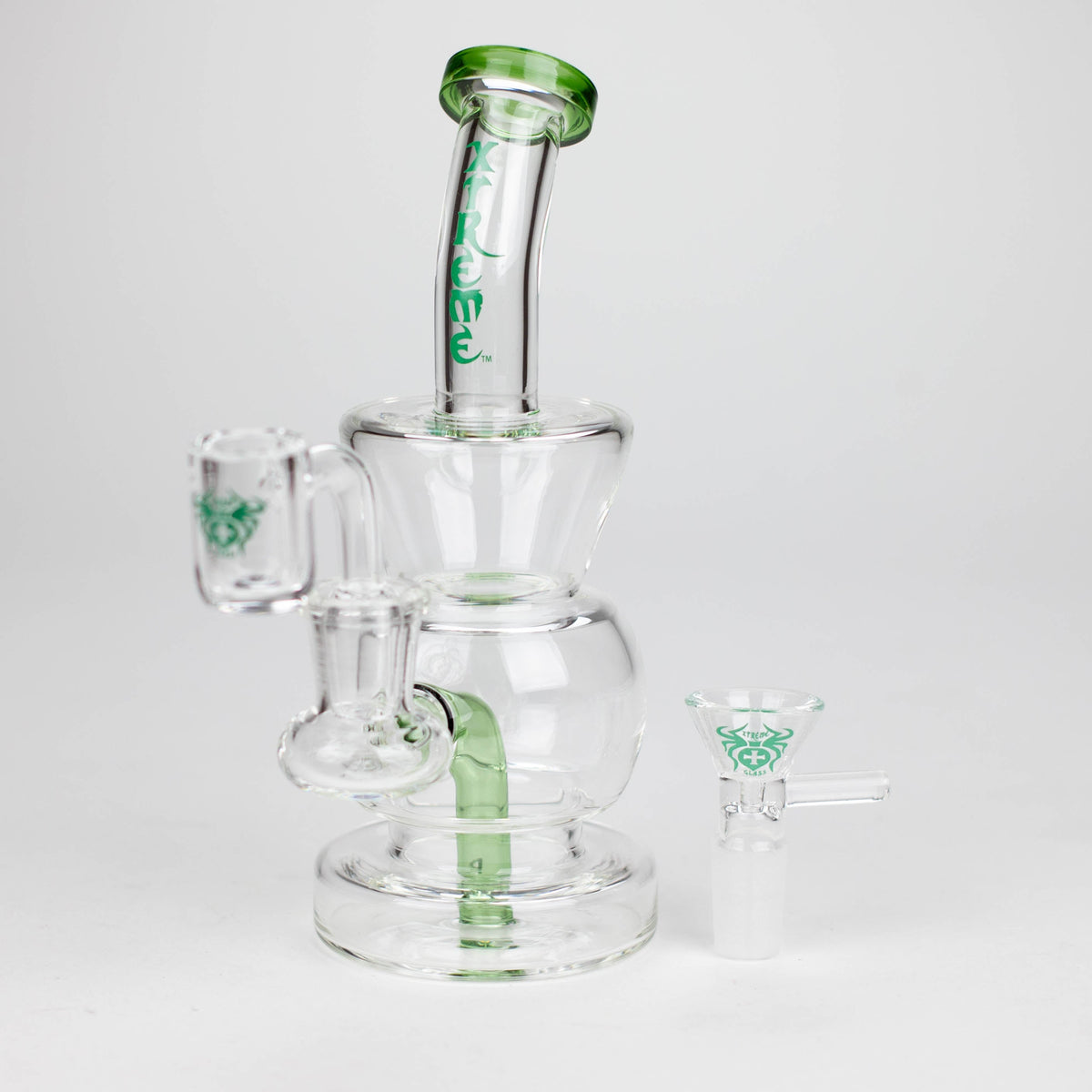 Xtreme 7 inch Green Concentrate Rig Hybrid with Bowl Piece And Quartz Banger