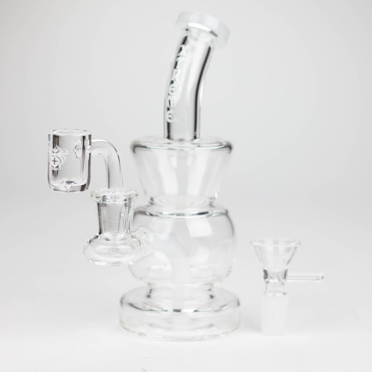 Xtreme 7 inch White Concentrate Rig Hybrid with Bowl Piece And Quartz Banger