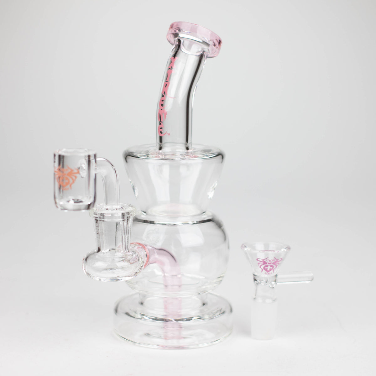 Xtreme 7 inch Pink Concentrate Rig Hybrid with Bowl Piece And Quartz Banger