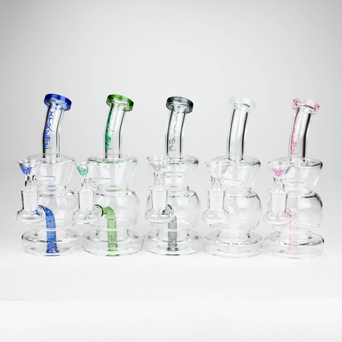 Four Xtreme 7 inch mini Dab Rig Hybrids with Glass Bowl Piece